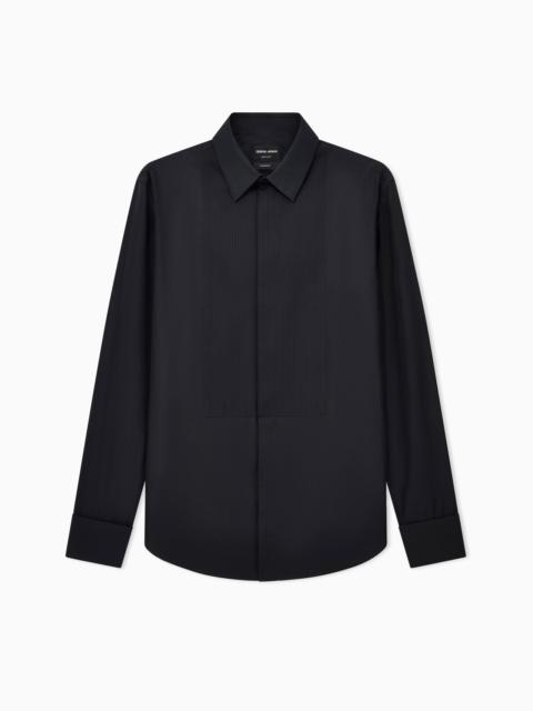 GIORGIO ARMANI COTTON TUXEDO SHIRT WITH PLEATED DETAIL