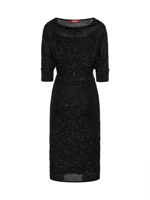 Max Mara Studio Max Mara Studio Women Black Sequin Knit Msegetto Midi Dress