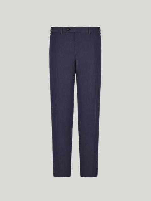 Canali NAVY BLUE LINEN AND SILK REGULAR-FIT PANTS