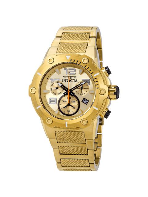 Other Designers Invicta Speedway Chronograph Champagne Dial Gold Ion-plated Men's Watch 19529