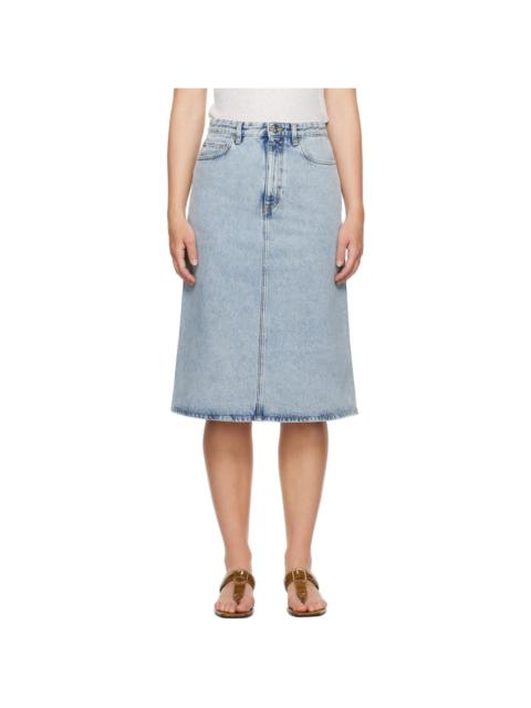 TOTEME Blue Five-Pocket Denim Midi Skirt