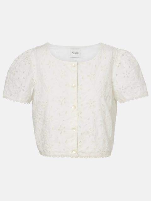 POSSE Salma embroidered cotton top