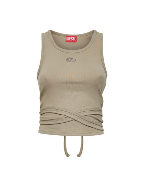 Diesel Green ribbed jersey T-Anky-Tail-S1 cropped top