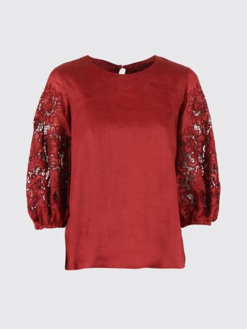 Max Mara Studio Max Mara Studio Women Max Mara Studio Ramie Blouse With Macrame Inserts