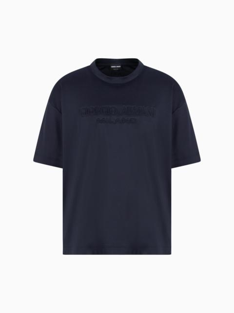 GIORGIO ARMANI DENIM COLLECTION COTTON T-SHIRT WITH EMBOSSED LOGO