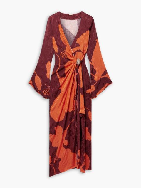 Johanna Ortiz Sanctuary for Dream printed satin-jacquard midi wrap dress