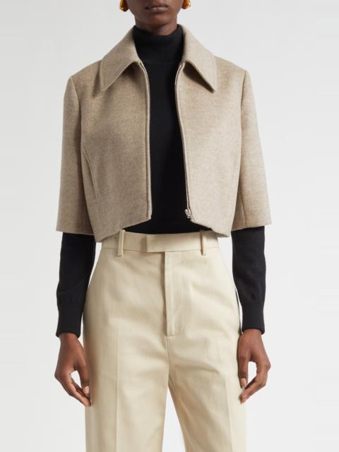 Bottega Veneta Bottega Veneta Wool & Cashmere Crop Jacket in 2783 Sandshell Melange at Nordstrom