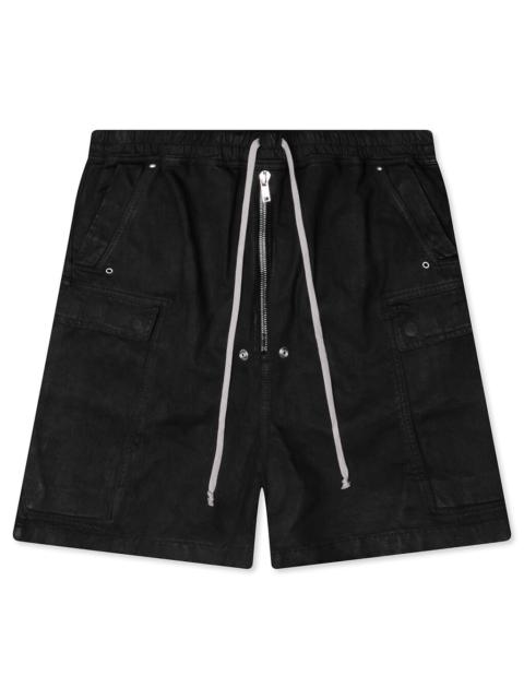 Rick Owens DRKSHDW CARGOBELA DENIM SHORTS - BLACK WAX
