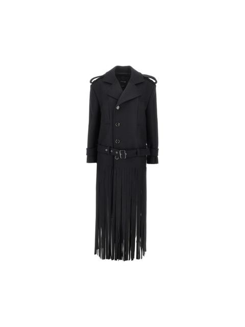 PINKO Pinko Fringed Oversized Cloth Coat Black