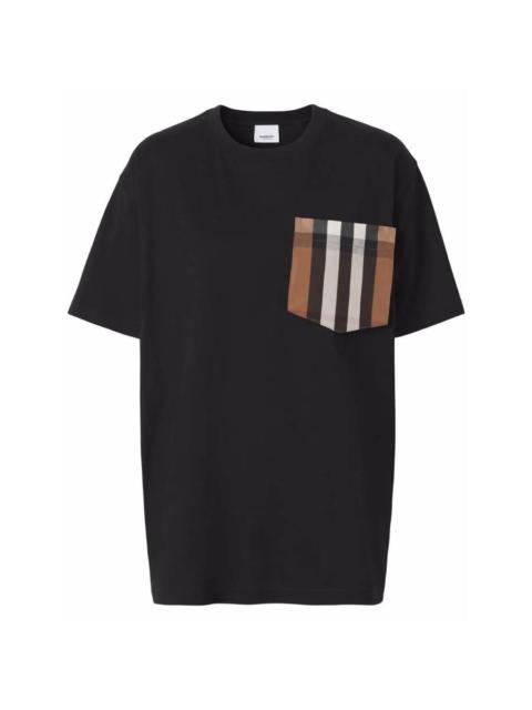 Burberry Burberry Check Pocket Cotton Oversized T-Shirt, Size X-Large