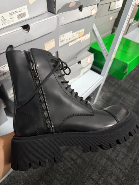 BALENCIAGA Balenciaga Double-Zip Black Round-Toe Leather Shoes Martin Boots