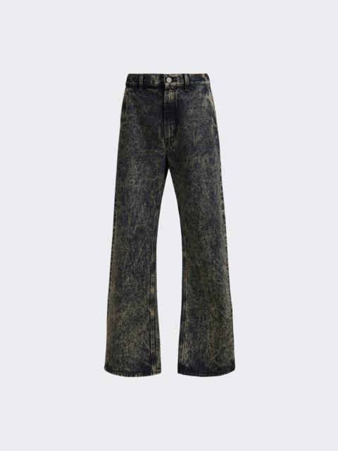Marni Marble Denim Straight-leg Jeans Nomad Dark Blue And Beige