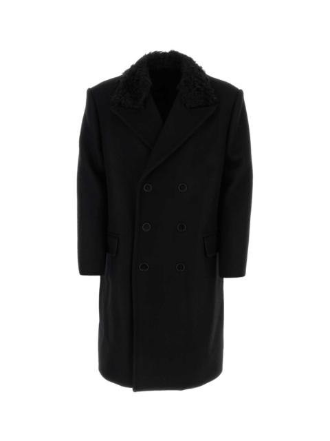 Lanvin Men Black Wool Blend Coat