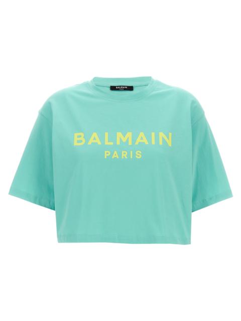 Balmain Logo Print Cropped T Shirt