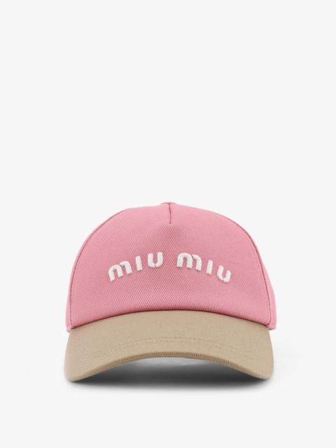Miu Miu Miu Miu Cotton Hat With Embroidered Lettering Logo