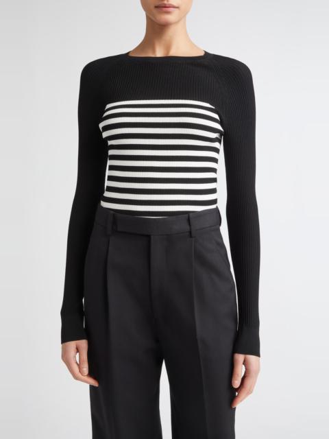 Max Mara Max Mara Braies Stripe Bodice Rib Sweater in Black at Nordstrom