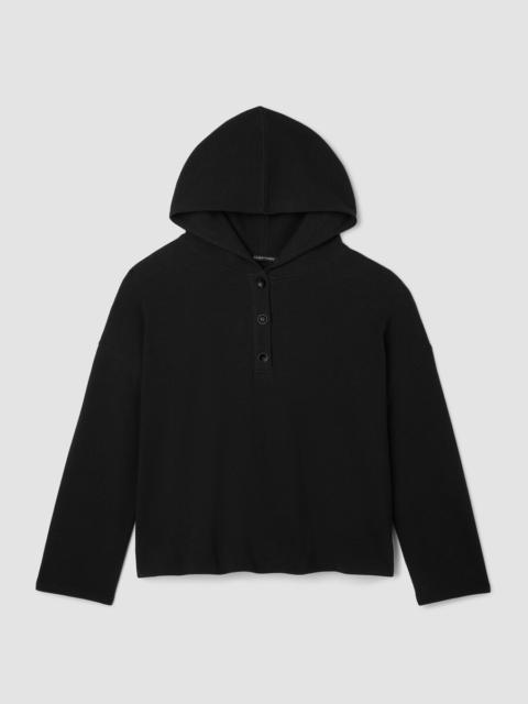 EILEEN FISHER Waffle Cotton Blend Doubleknit Hooded Top