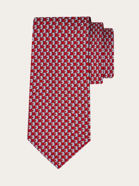 FERRAGAMO Pegasus print silk tie