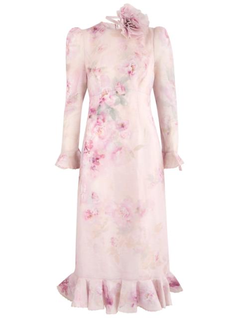 Zimmermann Zimmermann Crush Printed Linen-blend Midi Dress