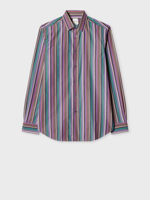 Paul Smith Tailored-Fit Purple Multistripe Cotton Shirt