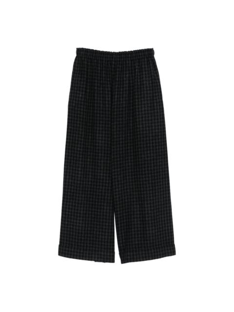 gingham-check wool trousers