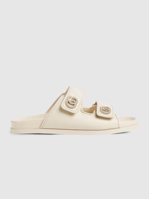 GUCCI Gucci Crystal Double G Leather Sandals