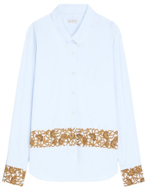 Dries Van Noten Camicia In Popeline Di Cotone Ricamato Women