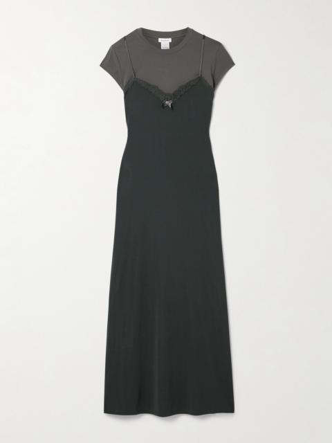 Acne Studios Lace-trimmed Stretch-jersey And Cotton-blend Jersey Midi Dress