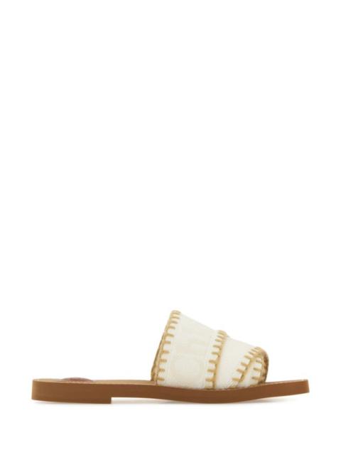 Chloe Woman Ivory Canvas Woody Slippers