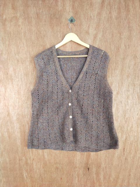 Other Designers Homespun Knitwear - Brown sleeveless knitwear crochet vintage japan #S092