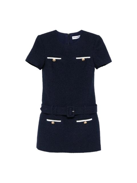 self-portrait Navy Boucle Mini Dress
