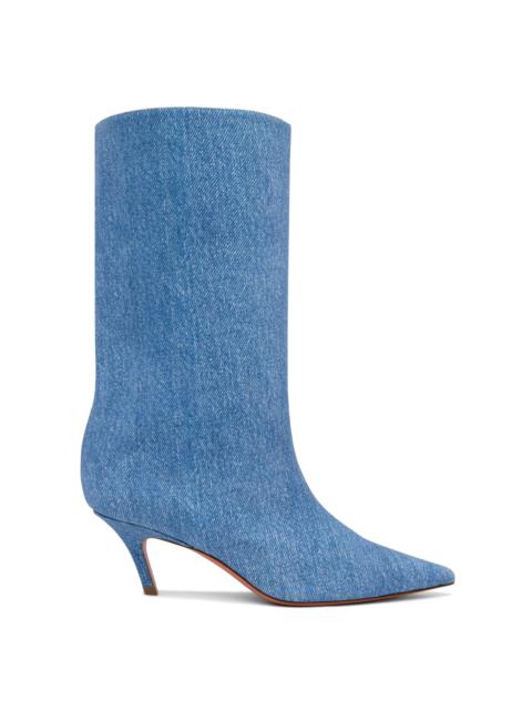 Fiona Denim-Printed Suede Boots blue