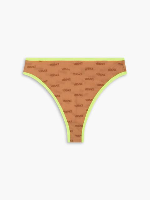 VERSACE Neon piped printed metallic stretch-mesh briefs