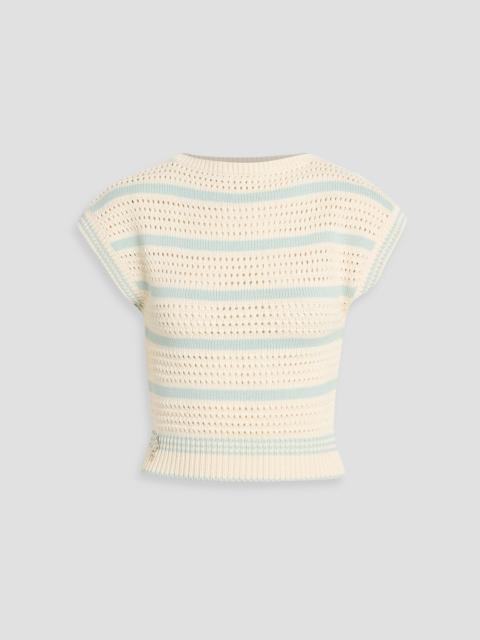 PUCCI Striped open-knit cotton-blend top