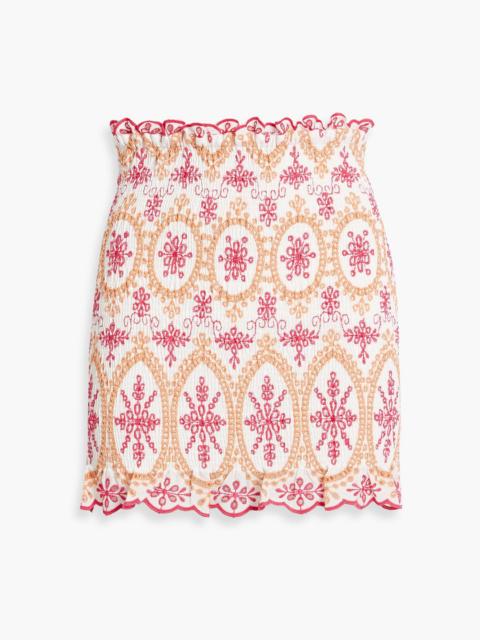 Charo Ruiz Paola shirred broderie anglaise cotton-blend mini skirt