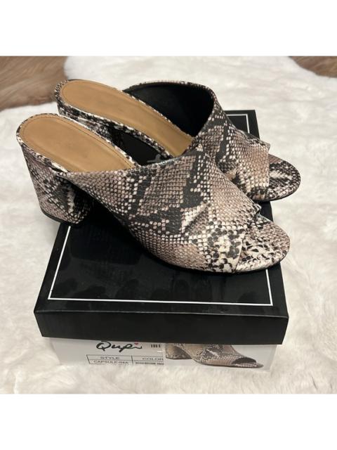 Red Dress Boutique Qupid No More Wallowing Beige Snake Print Mules