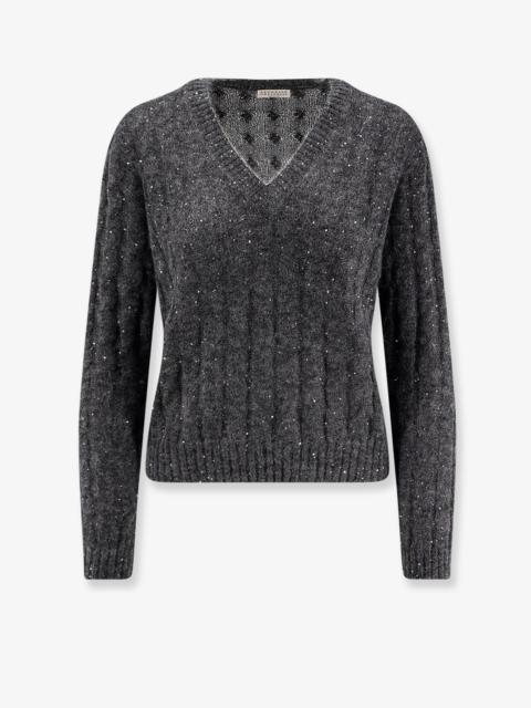 Brunello Cucinelli Wool Blend Sweater With All-Over Sequins