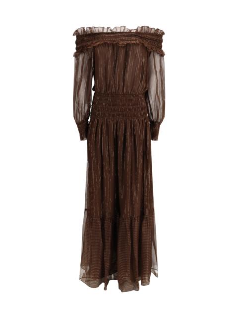 self-portrait Self-portrait Georgette Off Shoulder Maxi Dress