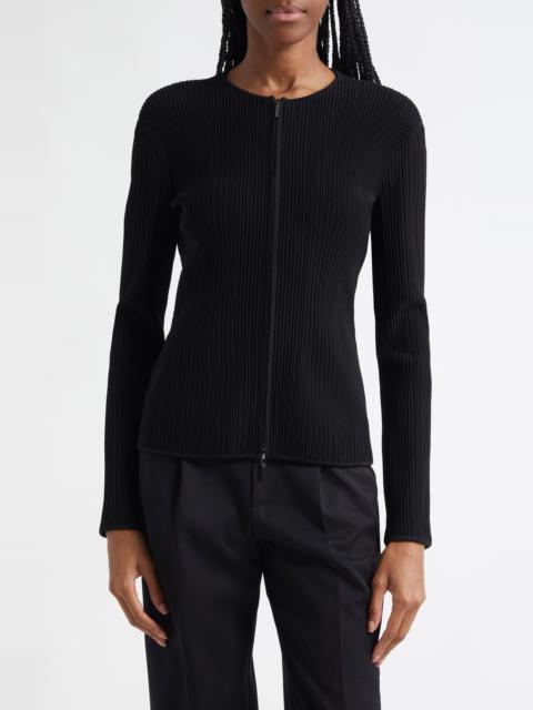 EMPORIO ARMANI Emporio Armani Ottoman Rib Zip-Up Jacket in Black at Nordstrom