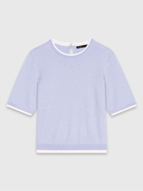 maje Rhinestone short-sleeve sweater