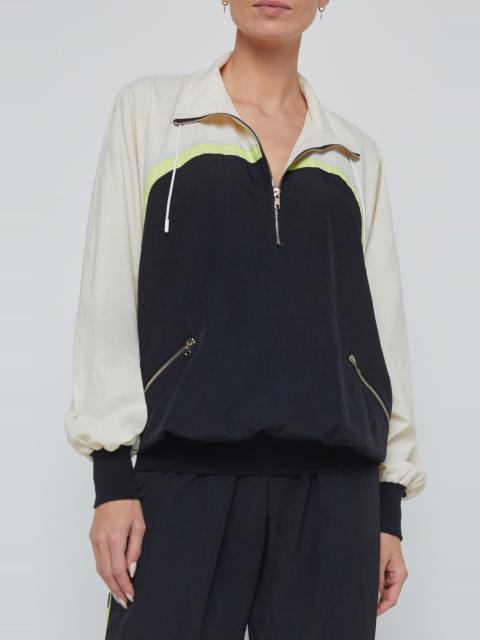 L'AGENCE L'AGENCE Aurelia Water Repellent Pullover Jacket in Black/Cream/Lime at Nordstrom