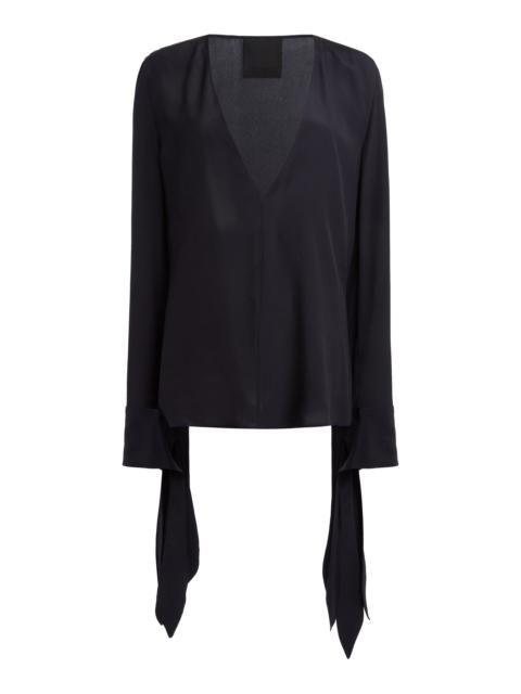 Givenchy Bow-Cuff Silk Top black