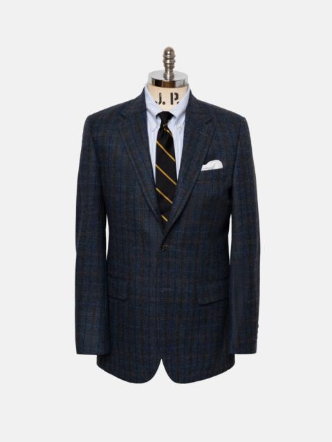 J. PRESS MADE-IN-CANADA BLUE & BLACK HERRINGBONE WITH WINDOWPANE SPORT COAT