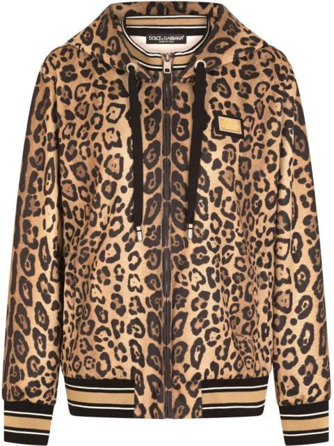 Dolce & Gabbana leopard-print zipped hoodie