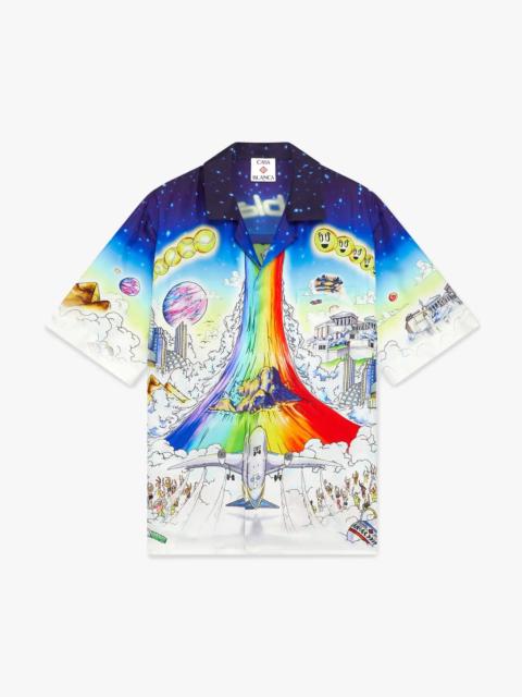 CASABLANCA Solid Grooves Short Sleeve Silk Shirt