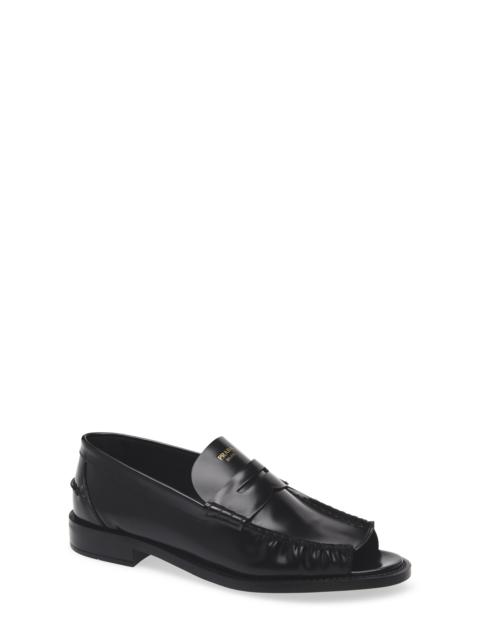 Prada Prada Peep Toe Loafer in Nero at Nordstrom
