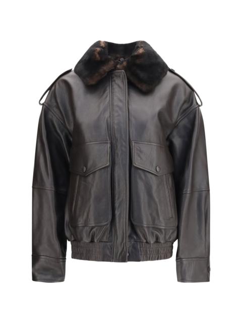Loulou de Saison Loulou De Saison Russo Leather Bomber Coffee/Dark Brown