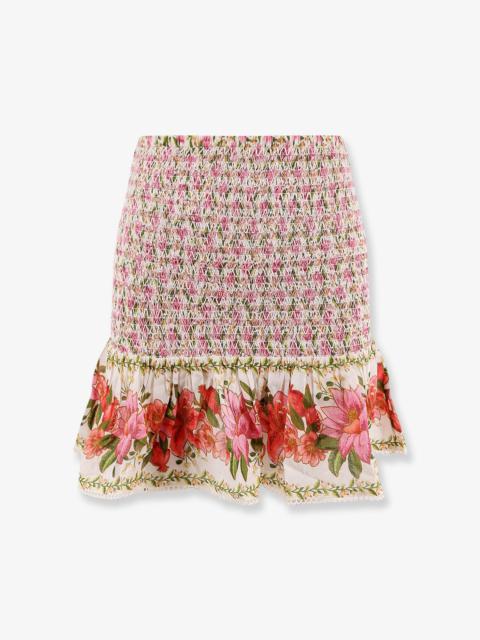 FARM RIO - Farm Rio Cotton Mini Skirt With Floral Print