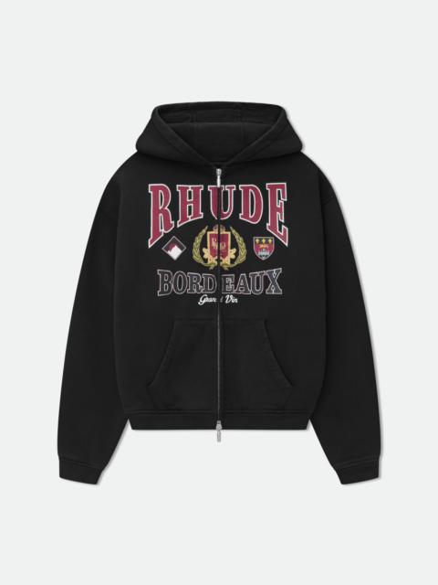 Rhude BORDEAUX GRAND VIN ZIP-UP HOODIE