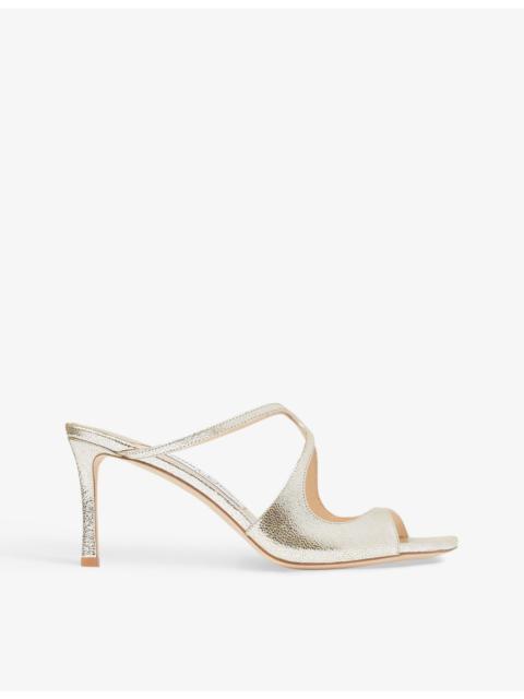 JIMMY CHOO Anise 75 glitter-effect leather heeled sandals